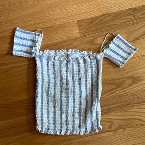 Blue & White Stripped Crop Top